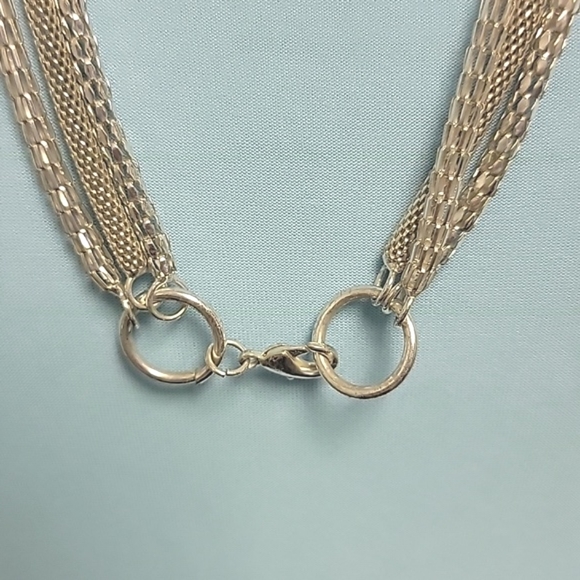 Multi Strand Shiny Silvertone Necklace - Picture 4 of 4